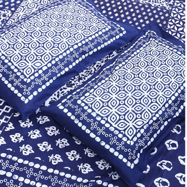 Indigo Sanganeri Squares Premium Double Bedsheet - Image 5