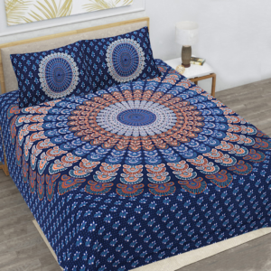 Badmeri Purples (Badmeri block print) - Double Bedsheet