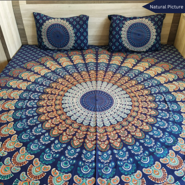 Badmeri Purples (Badmeri block print) - Double Bedsheet - Image 5