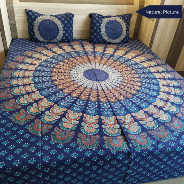 Badmeri Purples (Badmeri block print) - Double Bedsheet - Image 9