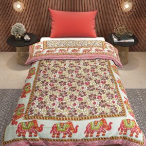 Elephant Camel Dual Print Single Quilt (cotton filled 650 gms)