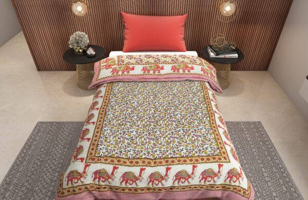 Elephant Camel Dual Print Single Quilt (cotton filled 650 gms) - Image 2