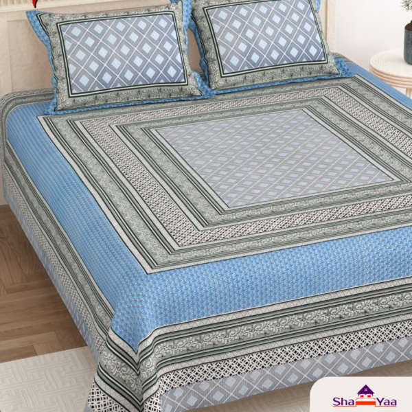 Virasat Block Rectangles 100x108 Premium Cotton Double Bedsheet