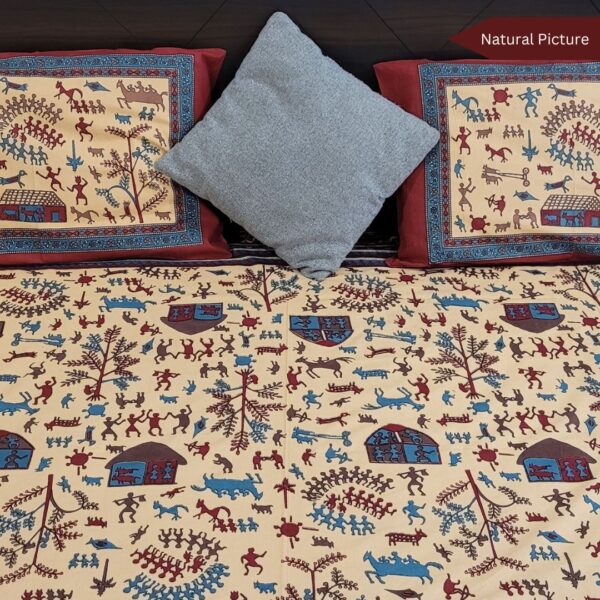 Bagru Warli Block Print Double Bedsheet - Image 6