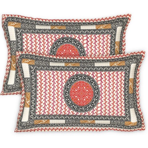 Hasthkala Orange Patterns Double Bedsheet - Image 3
