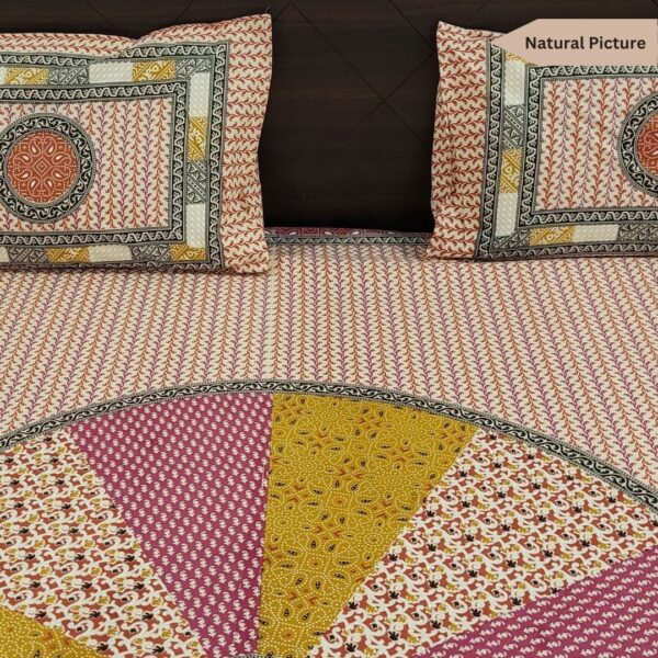 Hasthkala Orange Patterns Double Bedsheet - Image 4