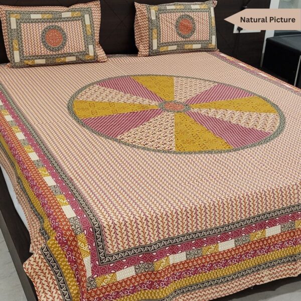 Hasthkala Orange Patterns Double Bedsheet - Image 5