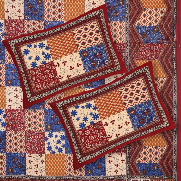 Bagru Squares Cotton Double Bedsheet - Image 2