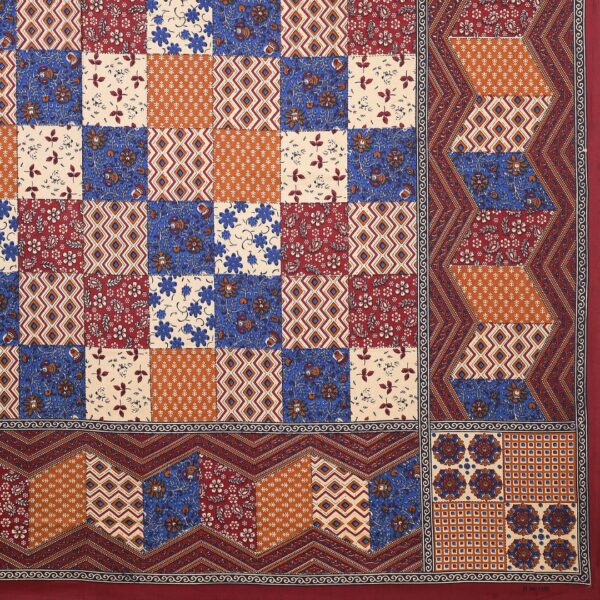 Bagru Squares Cotton Double Bedsheet - Image 3