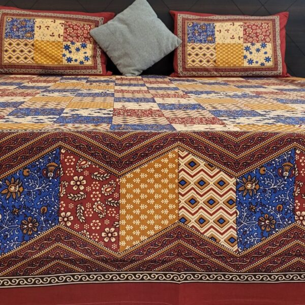 Bagru Squares Cotton Double Bedsheet - Image 5