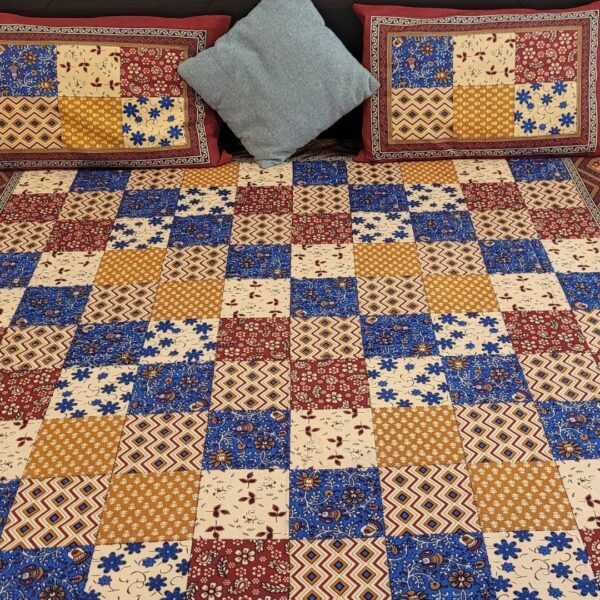 Bagru Squares Cotton Double Bedsheet - Image 7
