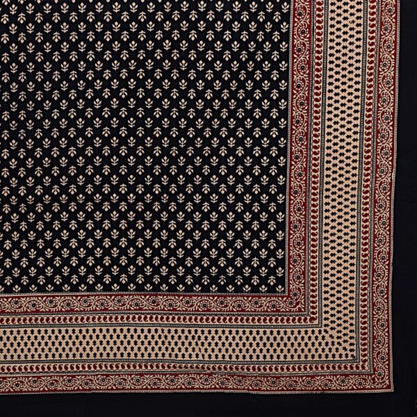 Bagru Black Cotton Double Bedsheet - Image 3