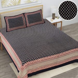 Bagru Black Cotton Double Bedsheet