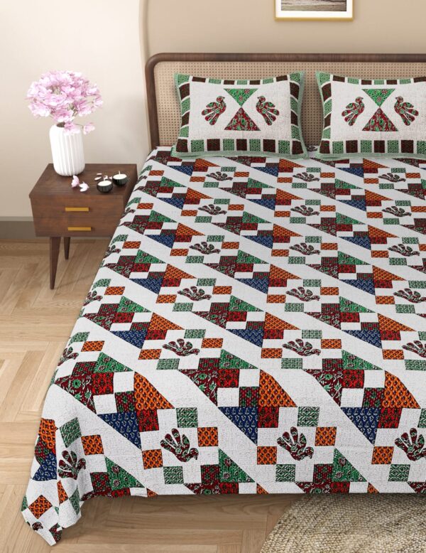 Bird Mandala Print Double Bedsheet