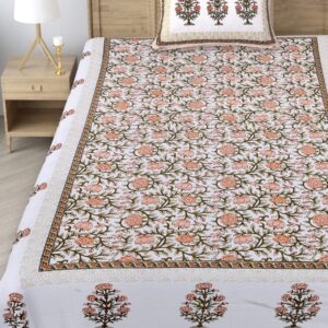 Orange Floral - Single Bedsheet
