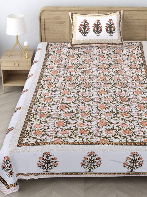 Orange Floral - Single Bedsheet