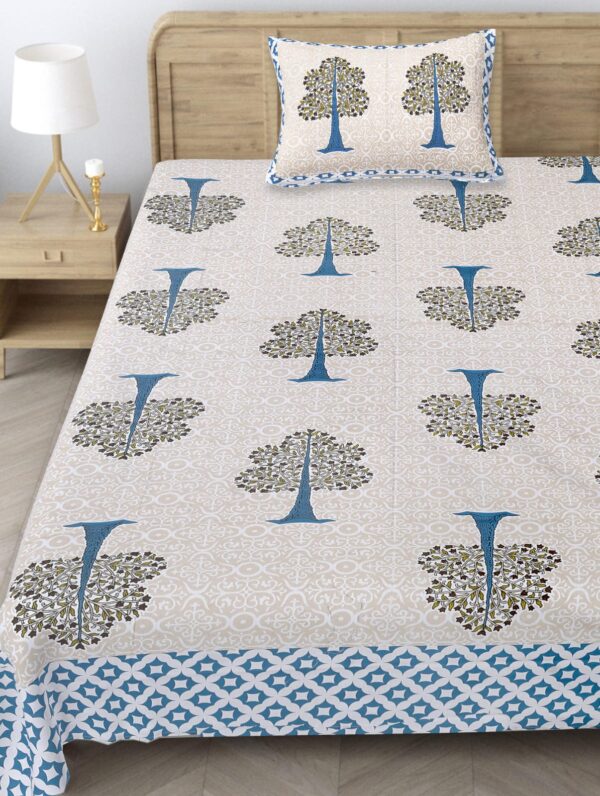 Blue Tree Print - Single Bedsheet