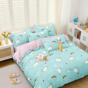 Khilona Unicorn Kids Double Bedsheet (Poly Cotton)