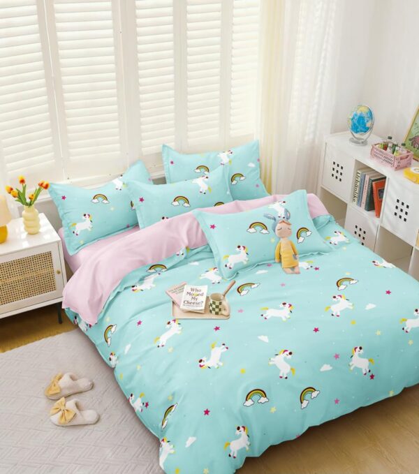Khilona Unicorn Kids Double Bedsheet (Poly Cotton)