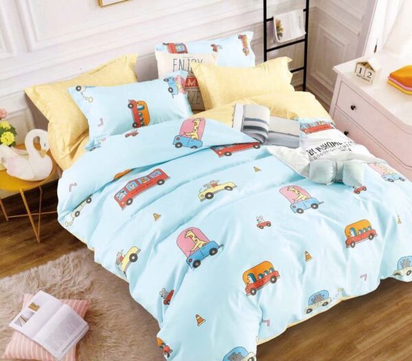 Khilona Vehicles Kids Double Bedsheet (Poly Cotton)