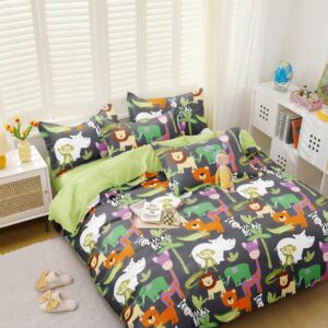 Khilona Dark Jungle Double Bedsheet (Poly Cotton)