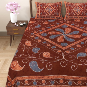 Maroon Batik Cotton Double Bedsheet
