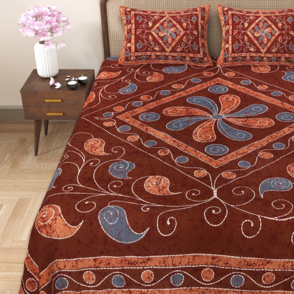 Maroon Batik Cotton Double Bedsheet