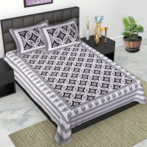 Jaipuri Deewan Block Large Single Bedsheet - 2 Pillow covers