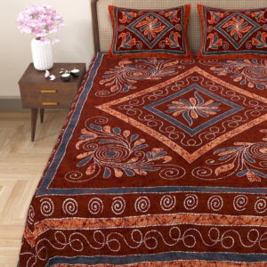 Orange Batik Cotton Double Bedsheet