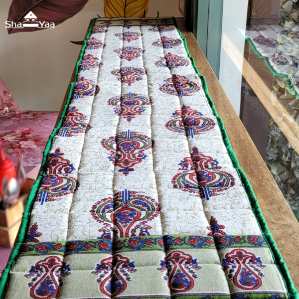 Green Quilted Dining Table Runner -1 with Coasters - 8 - Image 6