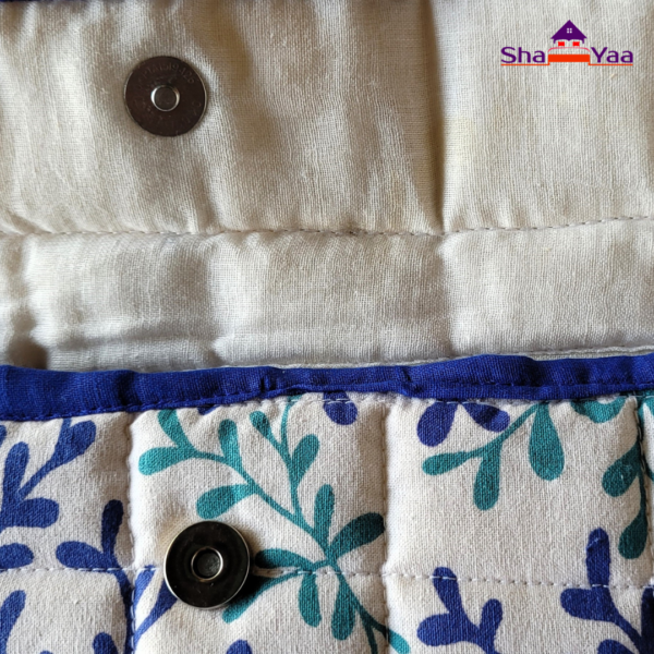 Floral Blue 100% Cotton Laptop Sleeve - Image 3