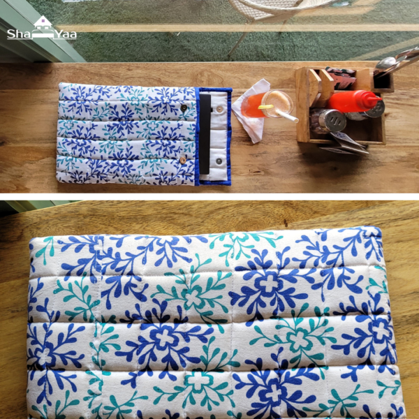 Floral Blue 100% Cotton Laptop Sleeve
