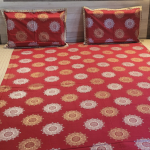 Festive Luxe Bedding Gold Block Print Double Bedsheet