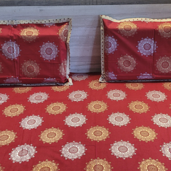 Festive Luxe Bedding Gold Block Print Double Bedsheet - Image 4