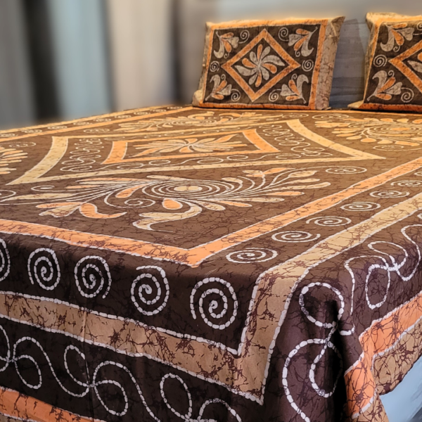 Orange Batik Cotton Double Bedsheet - Image 4