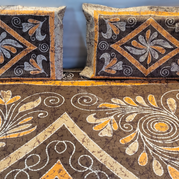 Orange Batik Cotton Double Bedsheet - Image 5