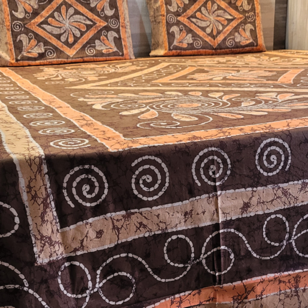 Orange Batik Cotton Double Bedsheet - Image 7