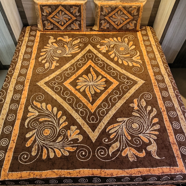 Orange Batik Cotton Double Bedsheet - Image 2
