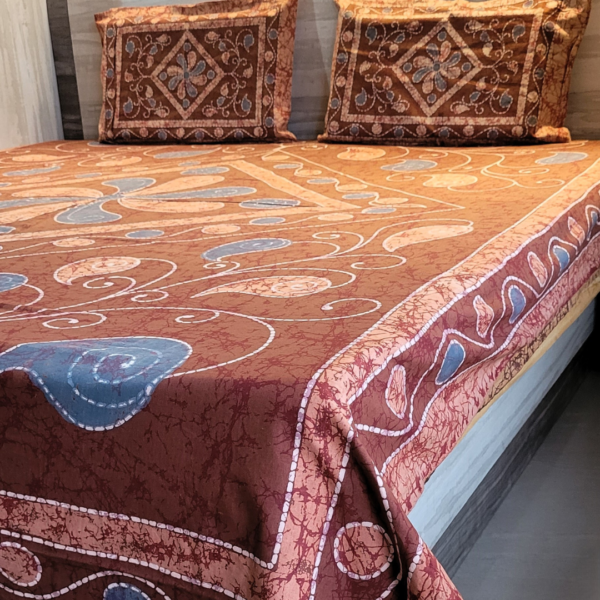 Maroon Batik Cotton Double Bedsheet - Image 3