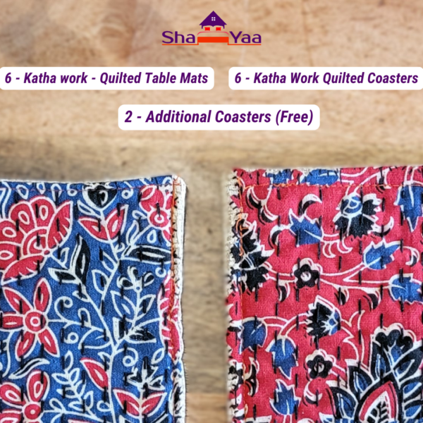 Quilted Dining Katha Table mats & Coasters - Image 4