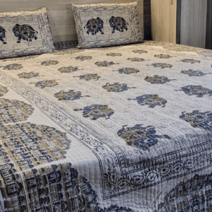 Royal Reversible Blue Heritage Quilted Double Bed Cover