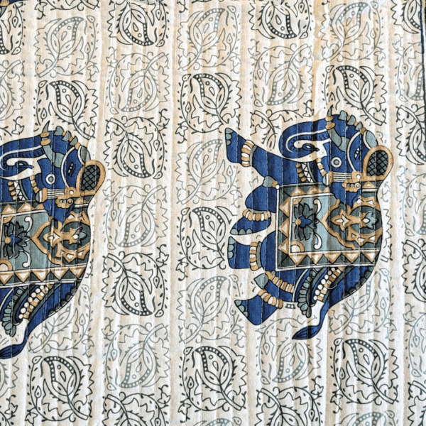 Royal Reversible Blue Heritage Quilted Double Bed Cover - Image 5