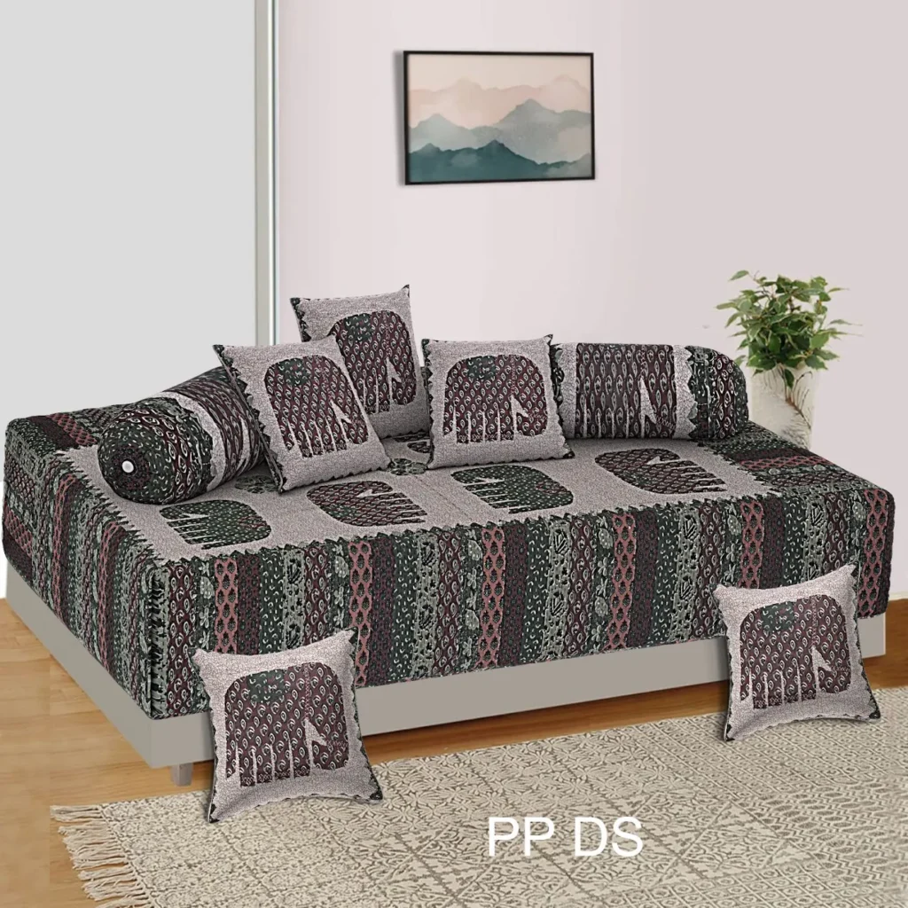 Barmeri Deewan Set — coordinated sheet, bolsters and cushion covers, collection photograph 6