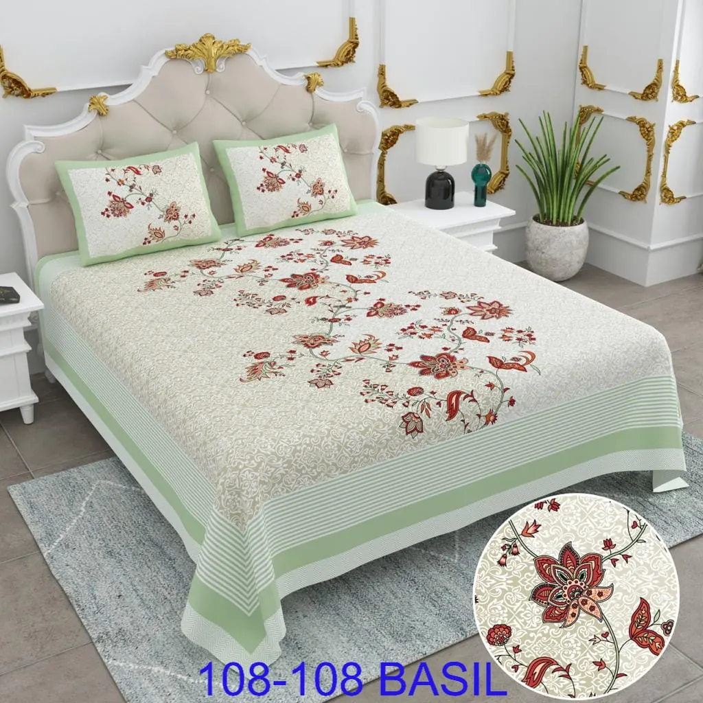 Green floral cotton bedding from the Shaiyaa collection