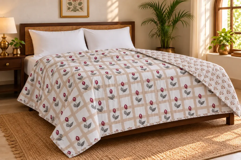 Cosmos Double Dohar — dohar styled on a double bed, collection photograph 6