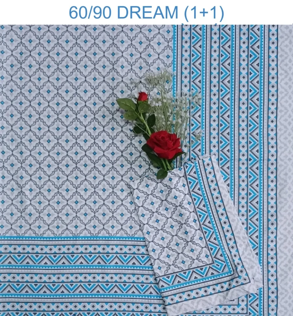 Dream single cotton bedsheet and matching pillow cover — design 6