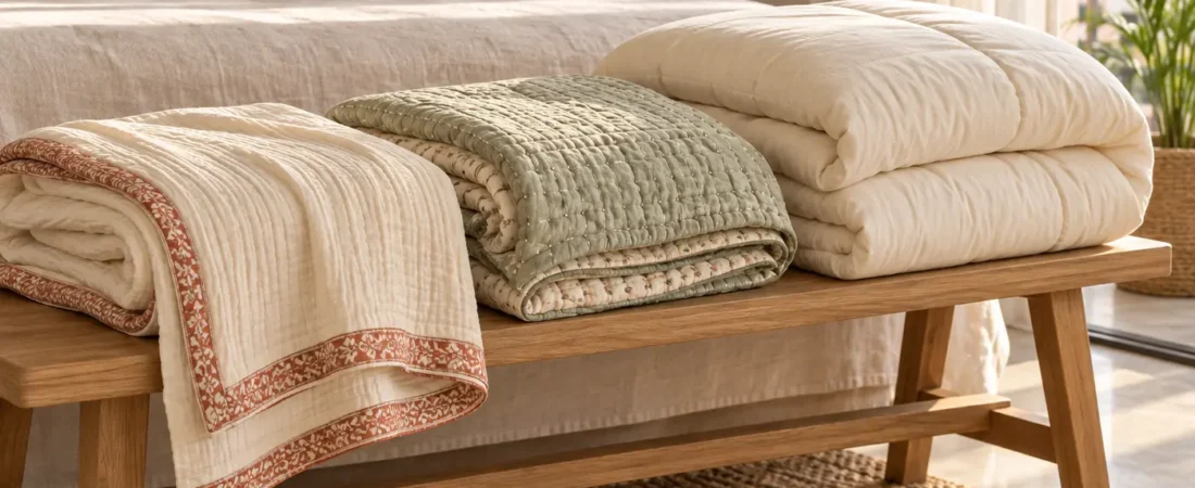 Dohar vs Quilt vs AC Comforter: Which Bedding Layer Does Your Bedroom Need?