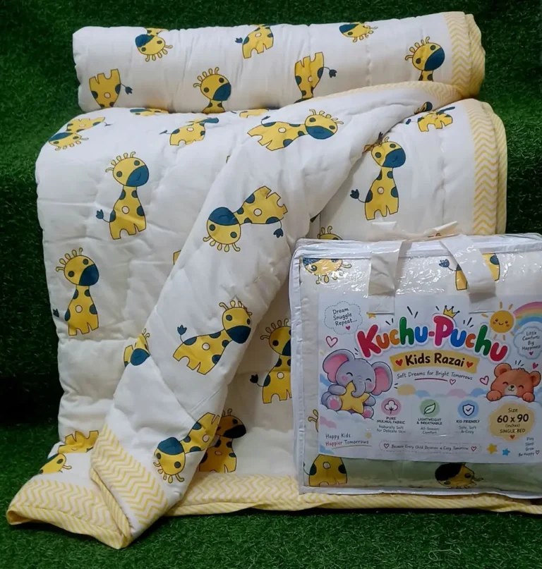 Printed kids rajai and coordinated textile pieces