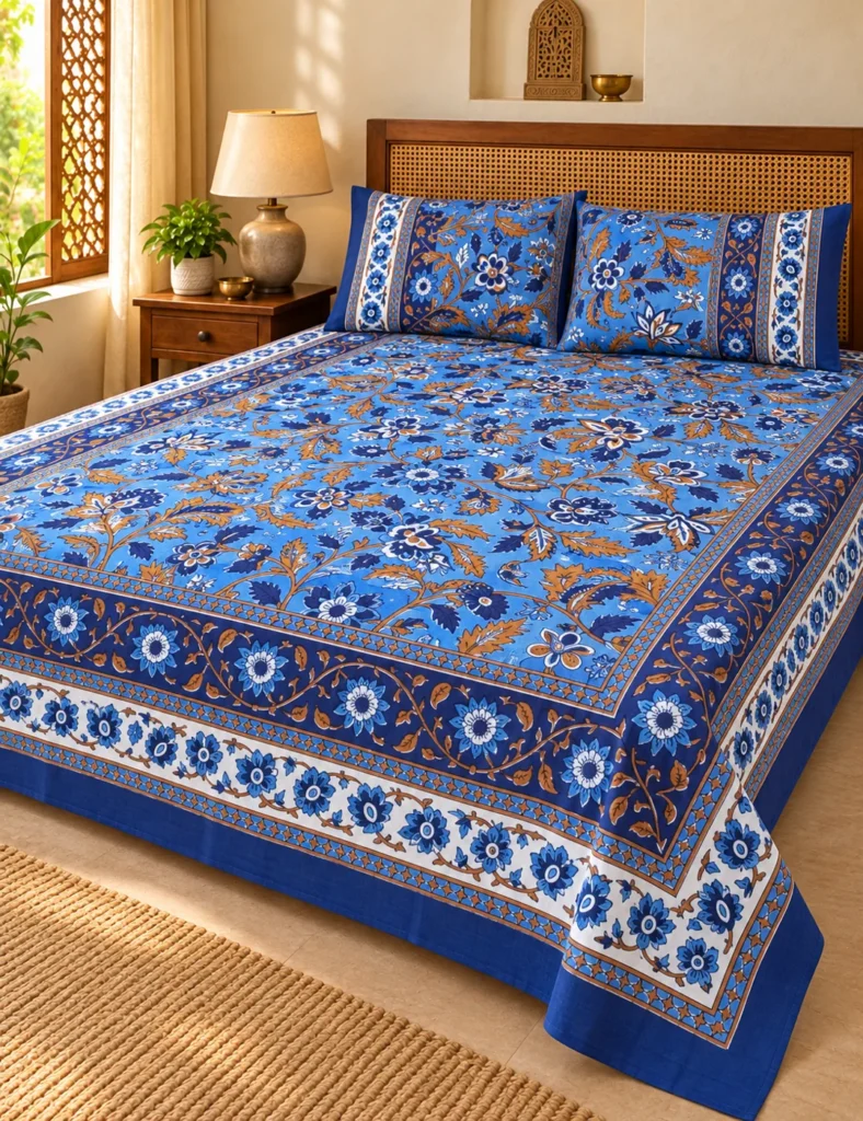 Sanganeri Print Double Bedsheet — collection photograph 2
