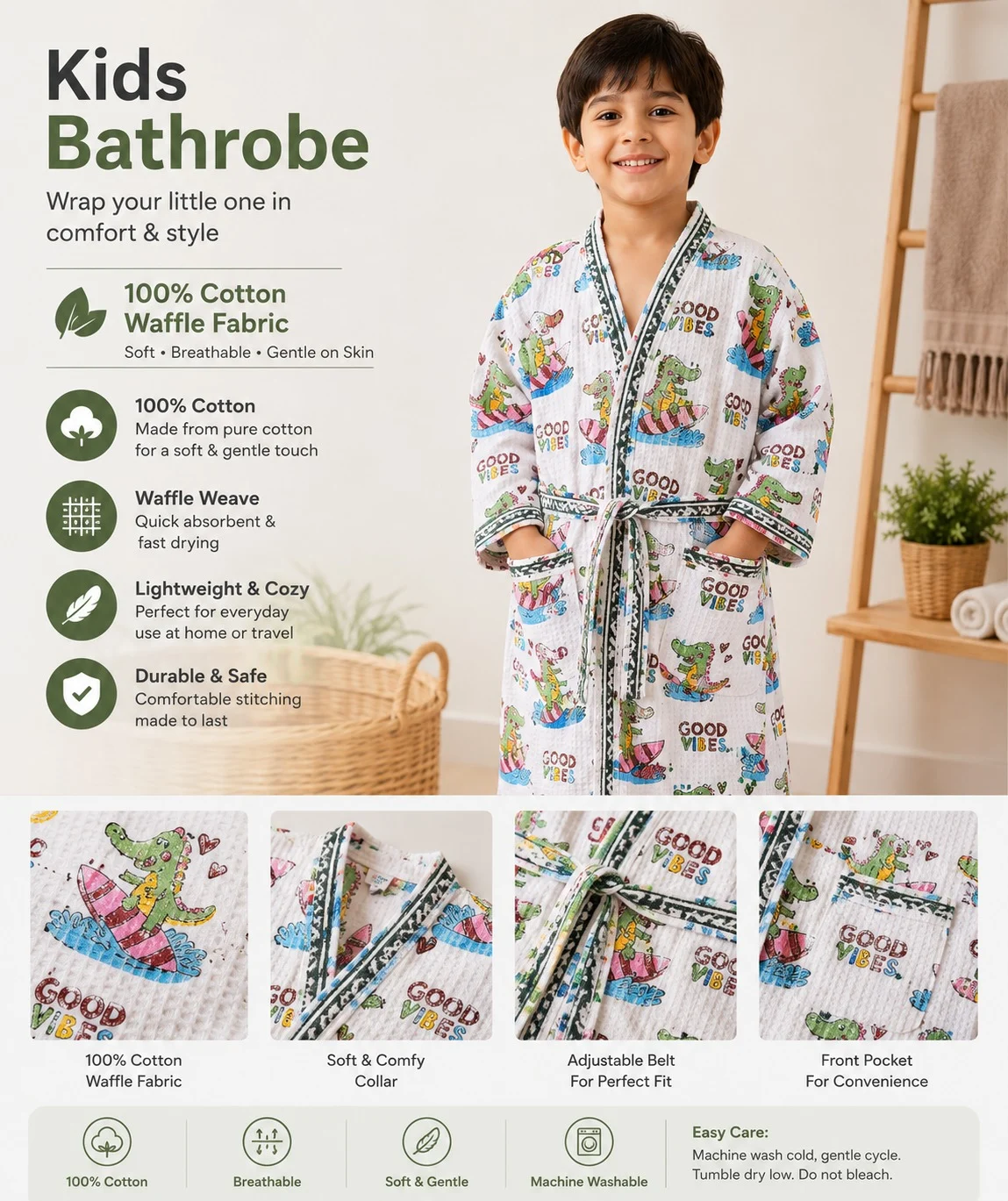 Kids Bathrobe - Hand Blocks collection design 2